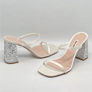 Miu Miu Glitter High Block Heel Sandals size 35